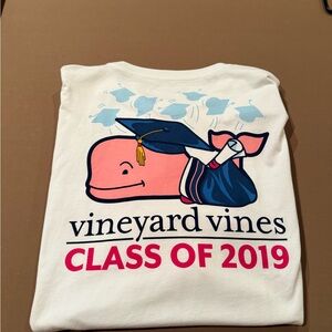 Vineyard Vines White Long sleeve with Pink Whale and Graduation Theme